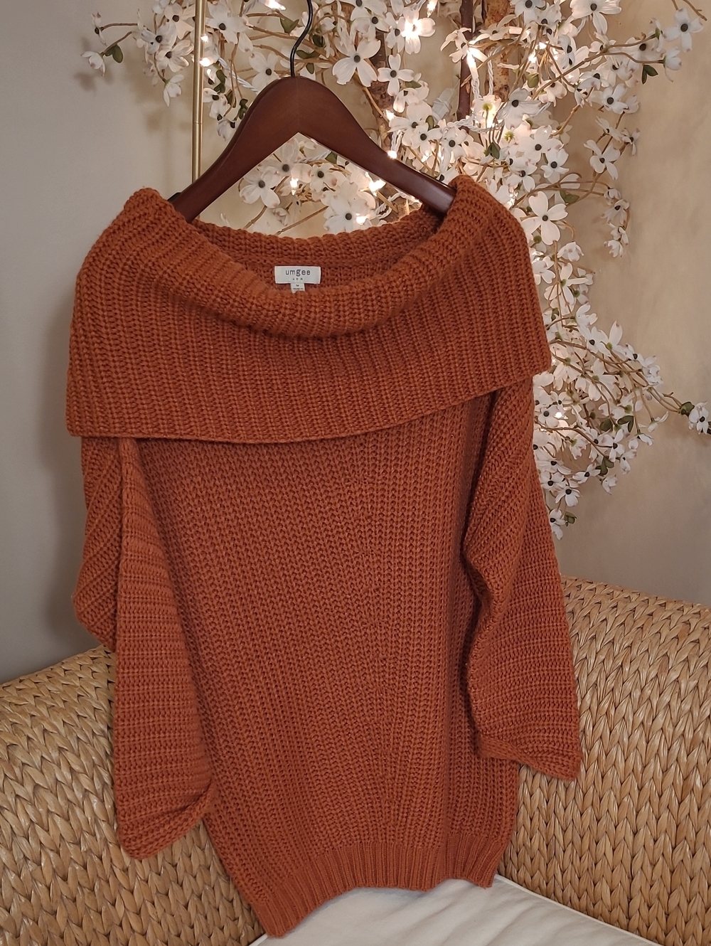 Umgee Oversized Cowlneck Off the Shoulder Sweater